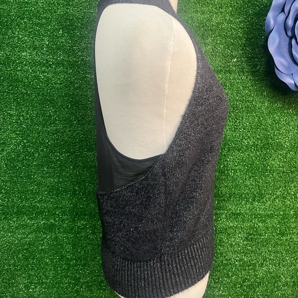 By Anthropologie Deep-V Fuzzy Black Sweater Vest Size Large NWT Brand New - Picture 3 of 7